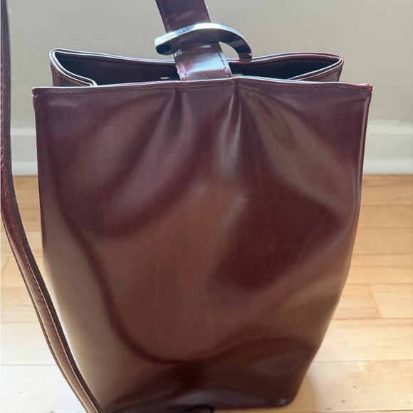 Burgundy Shoulder Bag with Silver Accent - Picture 4 of 8